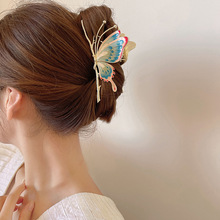 2024 new rhinestone colored glaze flower gun black hairpin high sense back of the head half tie grip clip exquisite shark hair accessories_voghion.com