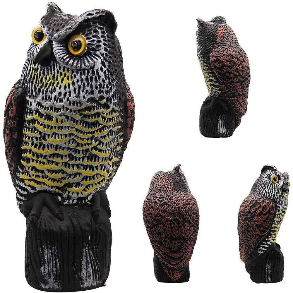 Cross-border for outdoor courtyard imitation plastic owl solar eyes luminous sound garden ornaments