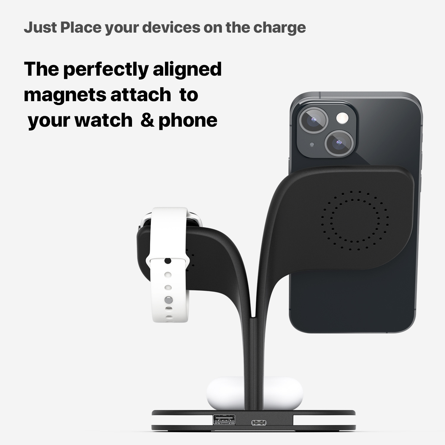Factory direct new magnetic wireless charger three-in-one bracket suitable for mobile phone headset watch fast charging