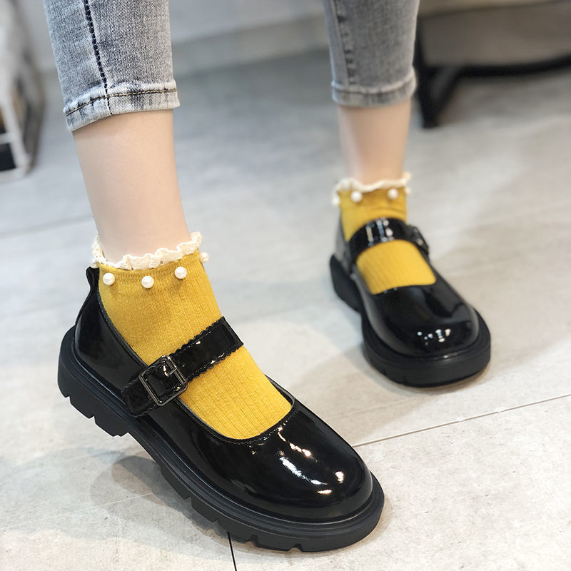 31-44 large size women's shoes Mary Jane Japanese jk small leather shoes female students Korean version of Joker 41 thick-soled shoes Tide 42