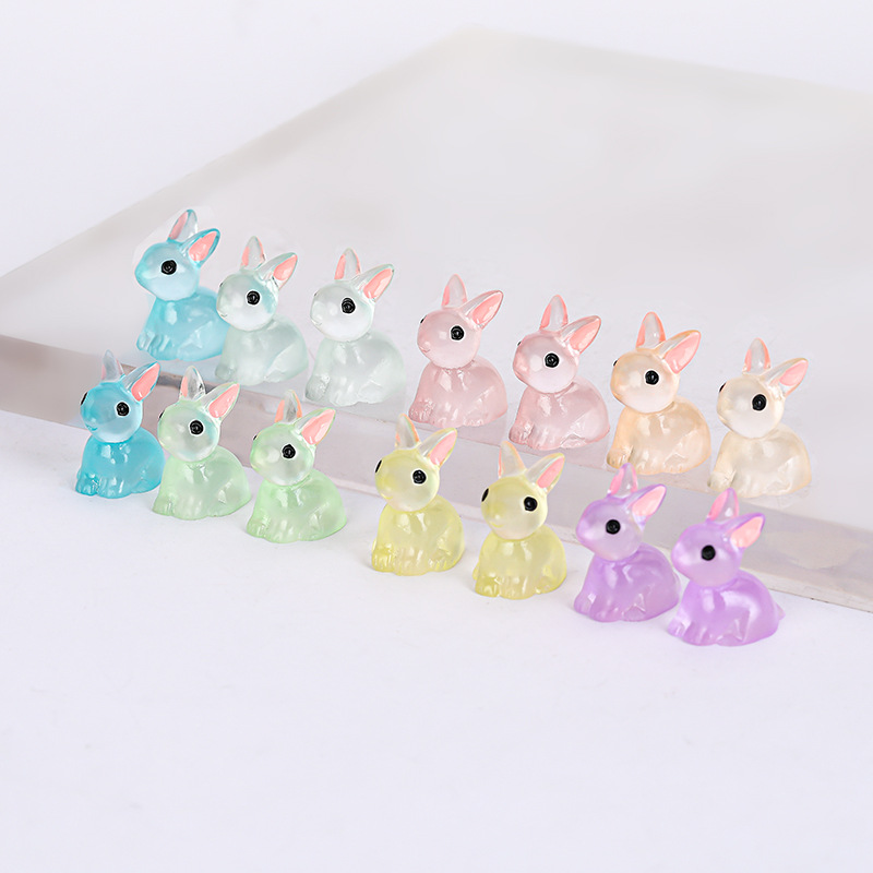 Luminous doll pendant-small ears rabbit Moss micro landscape ornaments creative ornaments jewelry resin technology
