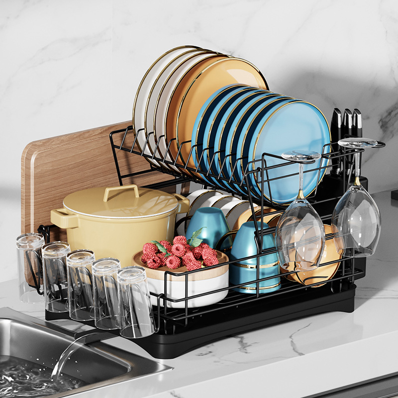 Cross-border Amazon Kitchen Shelf Bowl Plate Storage Drain Rack Multi-functional Bowl Stand Bowl Chopstick Storage Box