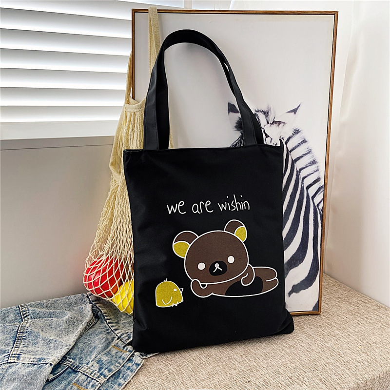 Canvas bag with INS creative design, single-shoulder and hand-held bag, Korean-style, literary and artistic, student study bag.