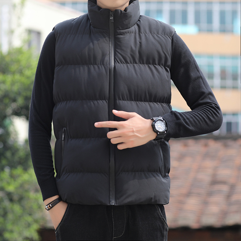 On behalf of men's cotton-padded jacket 2021 Winter new spot youth stand collar thickened cotton vest casual men's coat