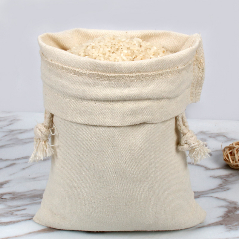 in stock Wholesale Blank Canvas Bundle Pocket Rice Cotton Linen Drawstring Linen Storage Cotton Backpack Bag Formulated LOGO