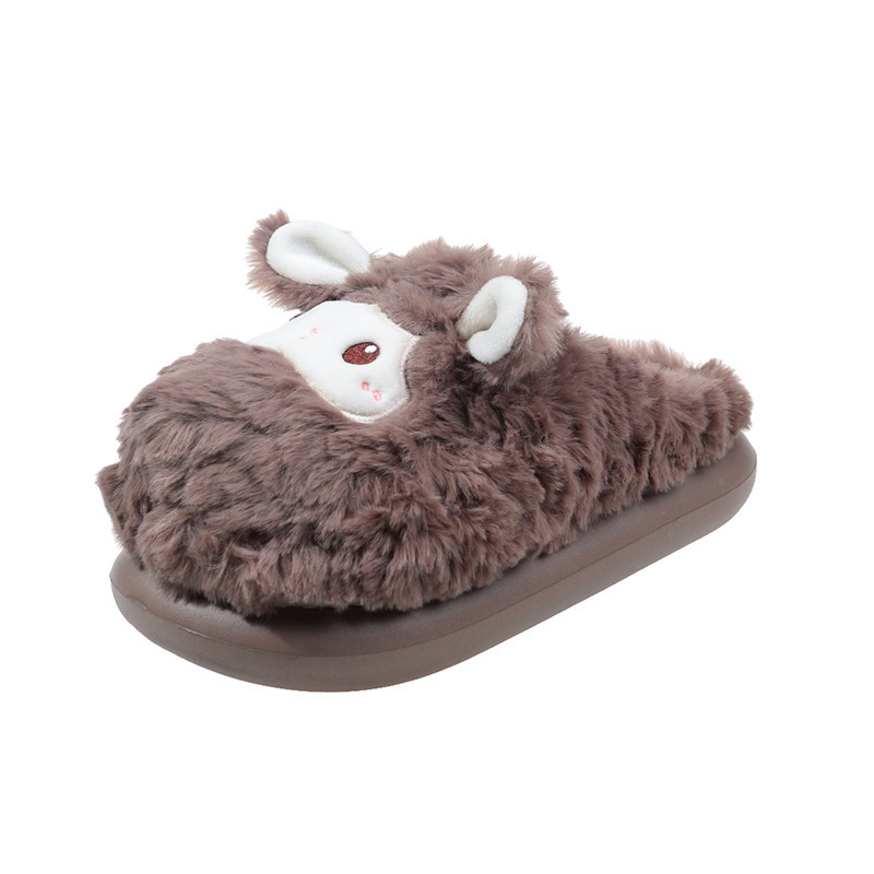 Cotton slippers women's autumn and winter confinement indoor home non-slip thick bottom shit feeling plush warm couple Men