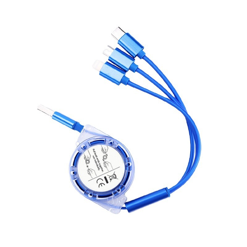 Telescopic one-to-three mobile phone data cable for Apple Android TYPEC three-in-one gift charging line 1m fast charging