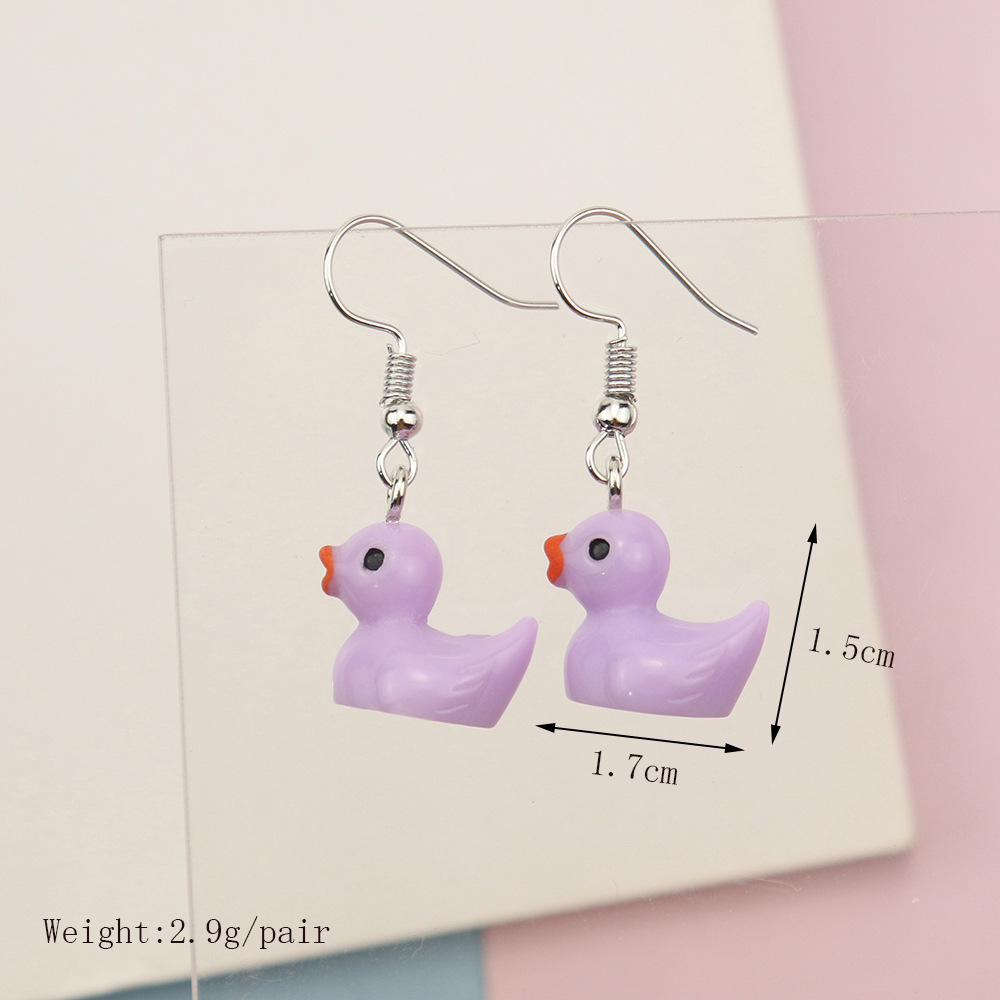 日韩创意卡通动物可爱小鸭子耳环跨境树脂学生耳坠童趣个性耳饰品