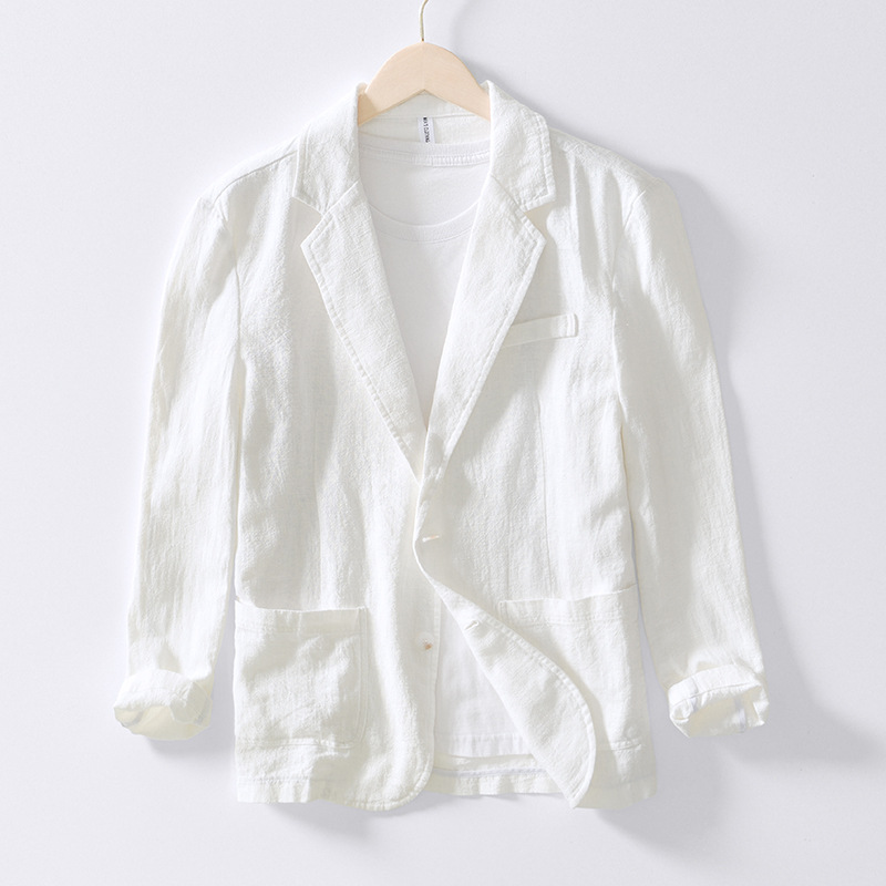 Spring and autumn casual cotton and linen suit jacket men's loose fashion solid color suit jacket a generation of L988