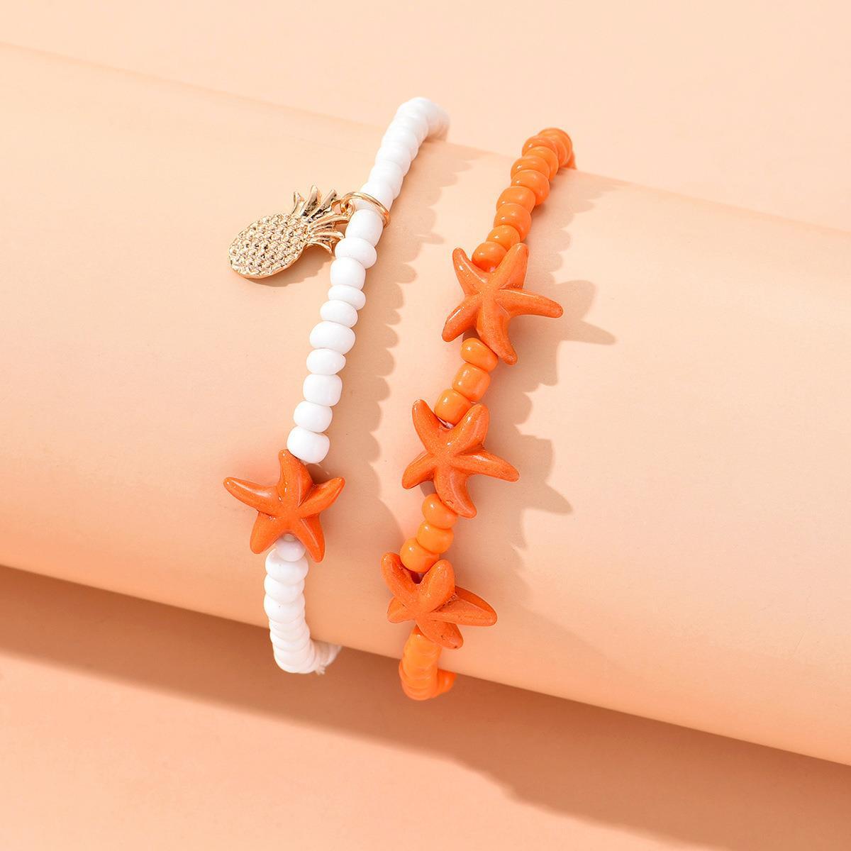 Cross-border hot selling bohemian beach wind beaded starfish seahorse shell hand-woven anklet in stock wholesale