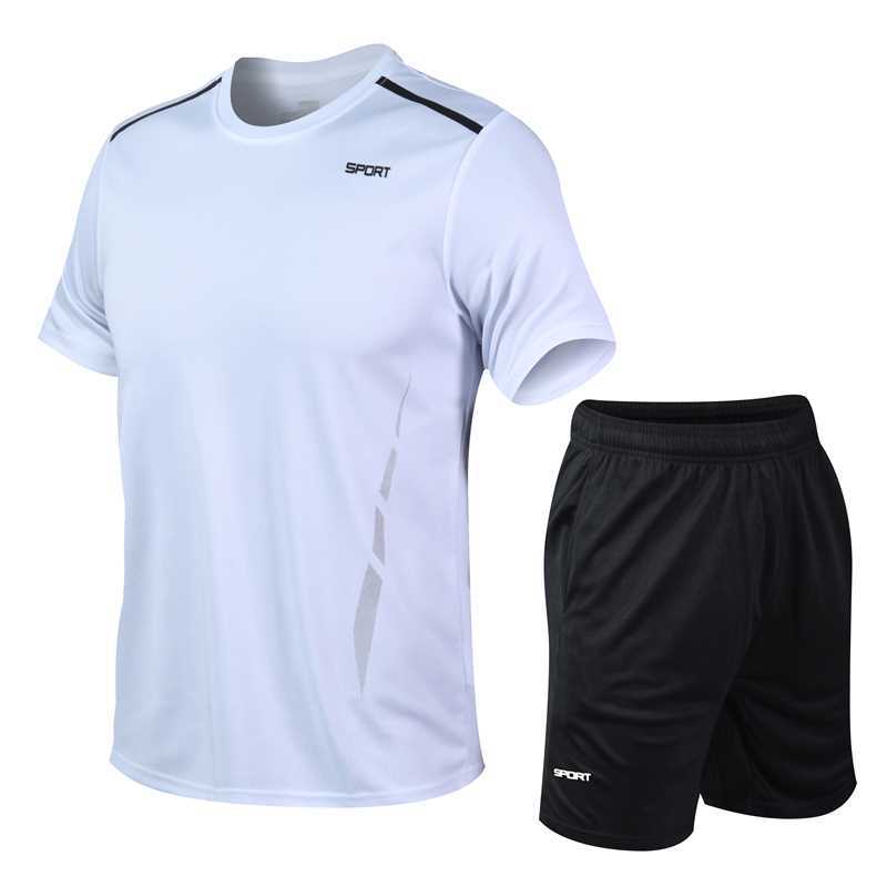 Sports suit Men's 2023 Summer New Men's Loose Fitness Running Quick-drying Breathable Short-sleeved Two-piece Loose