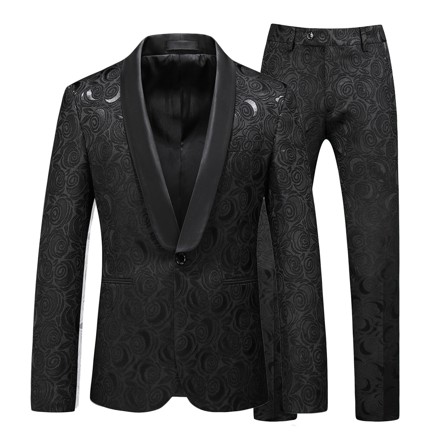 Suit Suit 2022 New Groom Wedding Dress Slim-fit Men's Dark Pattern Suit Two-piece Men's Performance Suit