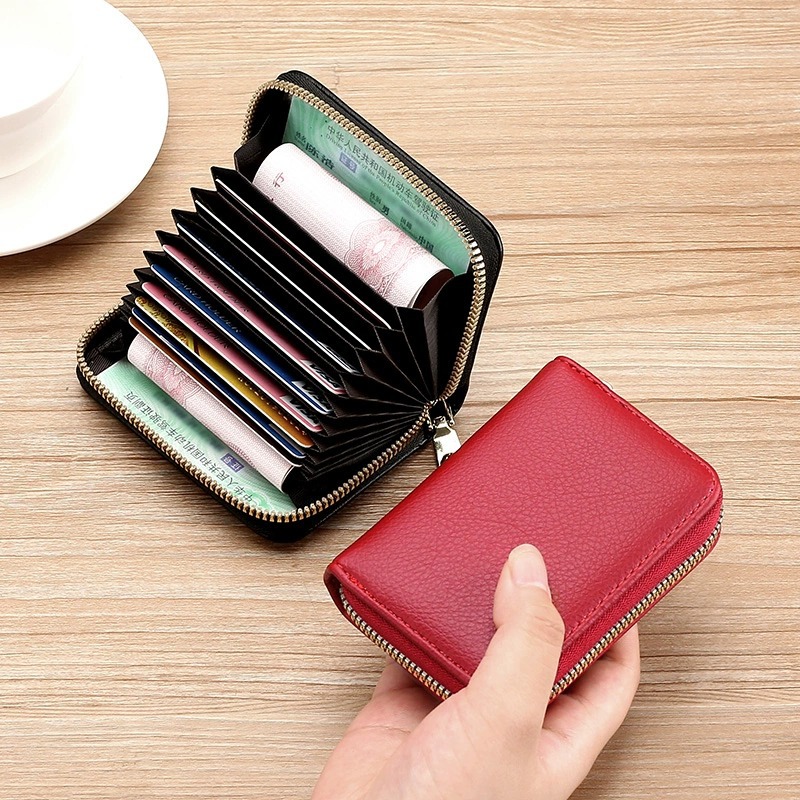 Anti-degaussing Card Holder for Men and Women Zipper Multi-card Bank Card Holder Large Capacity Small Driver's License Card Holder Wallet
