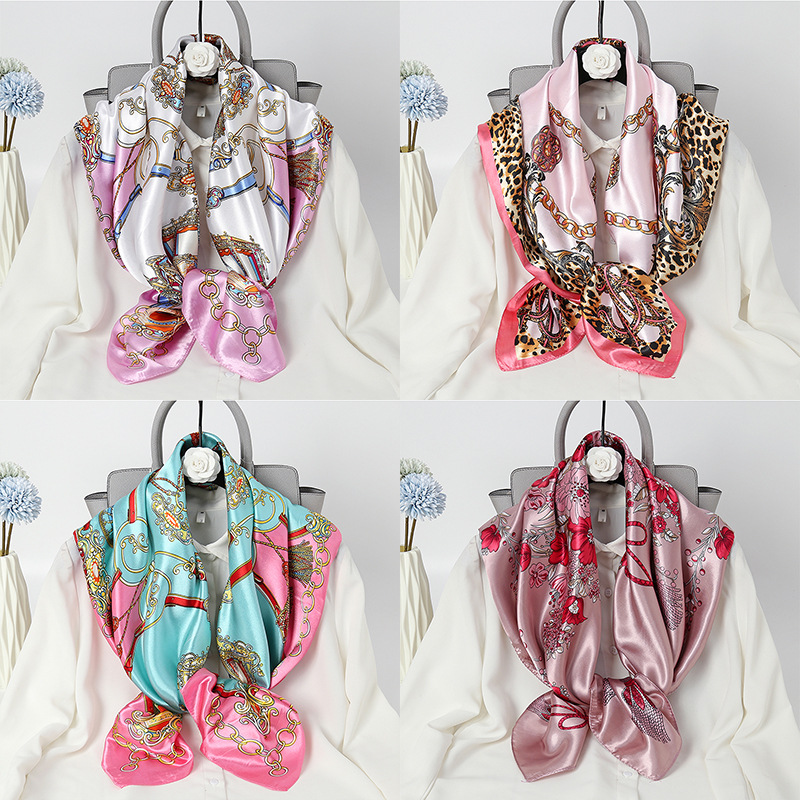 2023 New Long Scarf Wholesale Scarf Head Scarf Women's Printed Village Autumn Decorative Scarf 90 Square Scarf