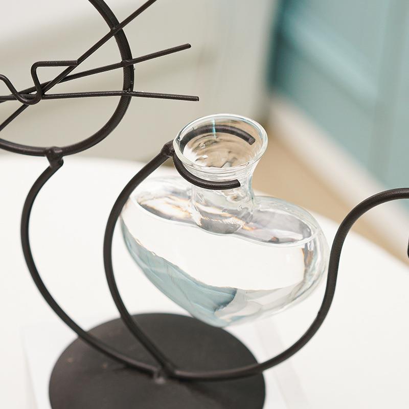 Simple Cat Wrought Iron Flower Vase Hydroponic Flower Vase Creative Home Living Room Dining Room Table Decorative Creative Ornaments