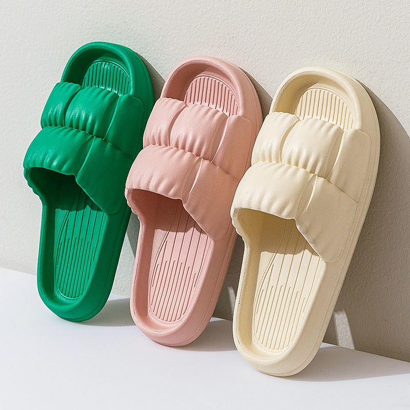 Slip-on Slippers Women's Summer Wear Thick-soled Soft-soled Slippers Men's Internet-famous Household Household Non-slip Couples in Bathroom