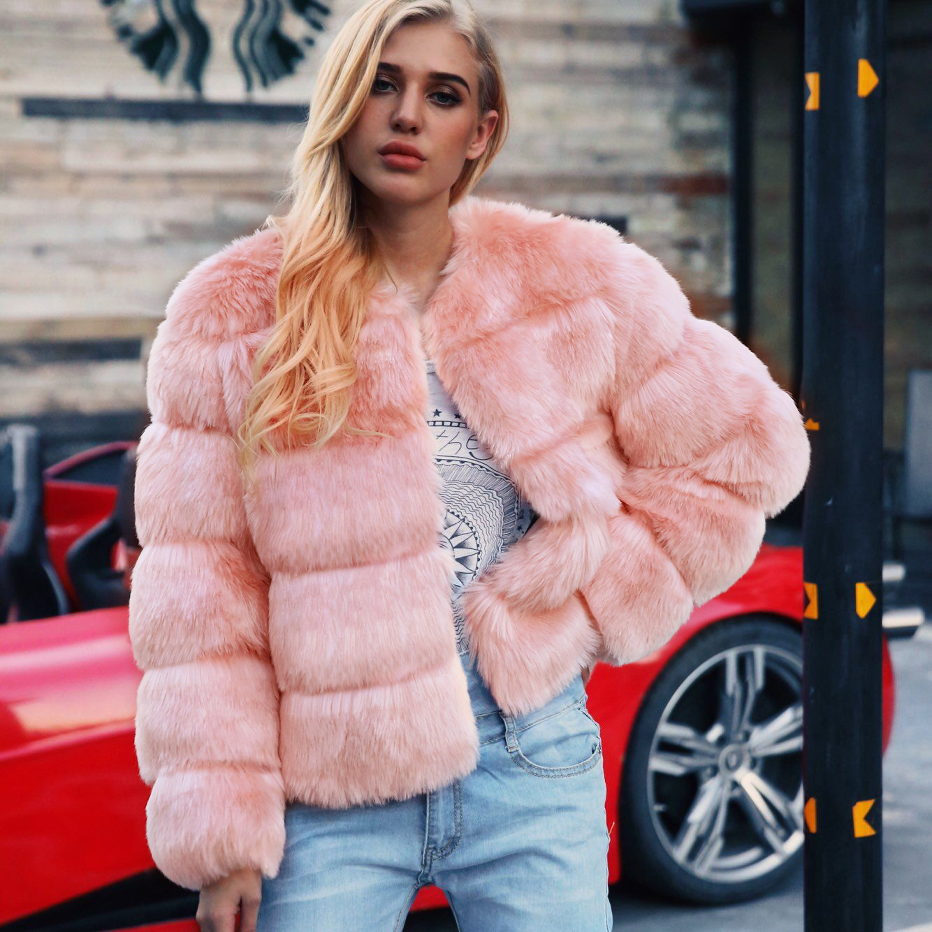 F0301 European and American cross-border fashion casual women's imitation fur top women's fur short coat Cheng Juan