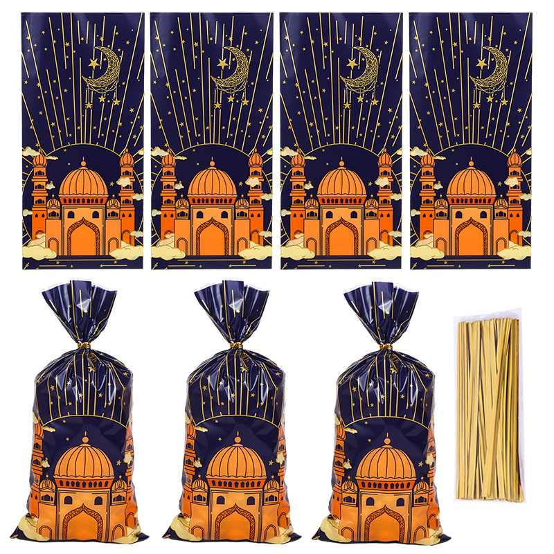 Cross-border in stock OPP flat pocket Moon Castle color printing bag holiday party gift bag cellophane candy bag