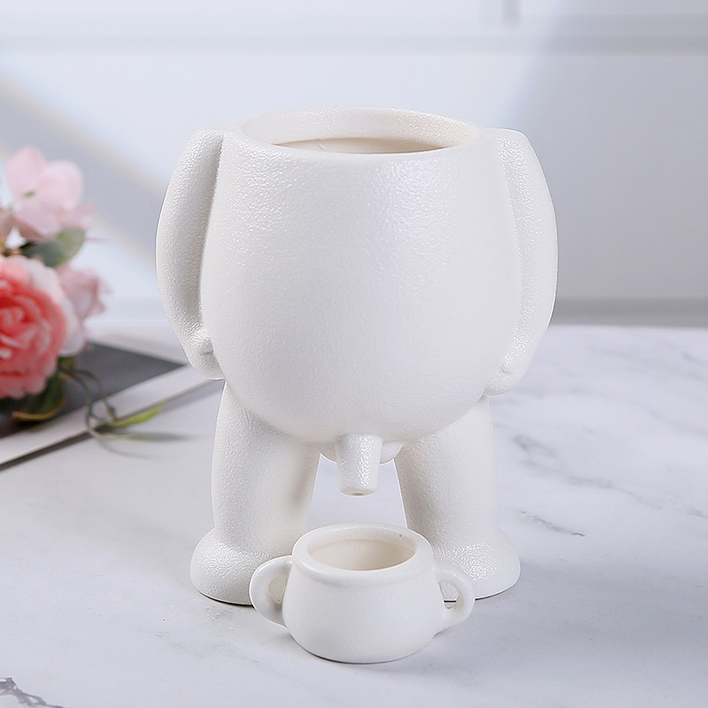 One Piece Free Shipping Simulation Fleshy Ceramic Flower Pot Living Room Creative Human Vase Decorations Green Plant Desktop Small Ornaments