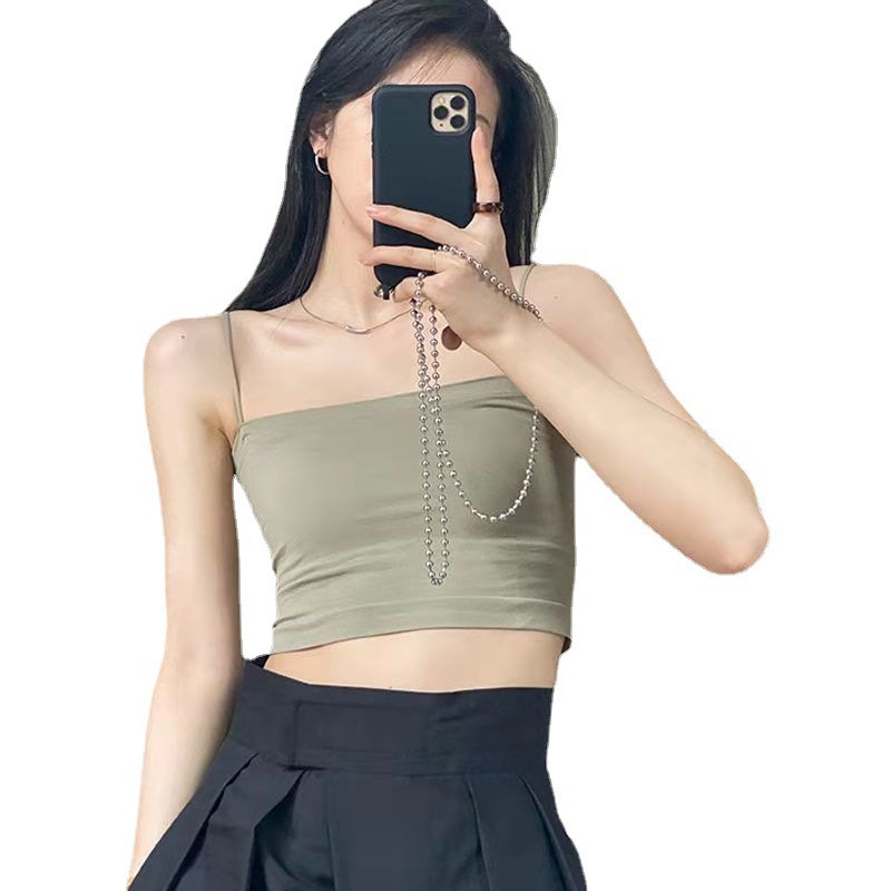 Summer Explosions Long Sling Beauty Back Vest Wrapped Chest Tube Top with Chest Pad External Wear Base Fixed Cup Underwear