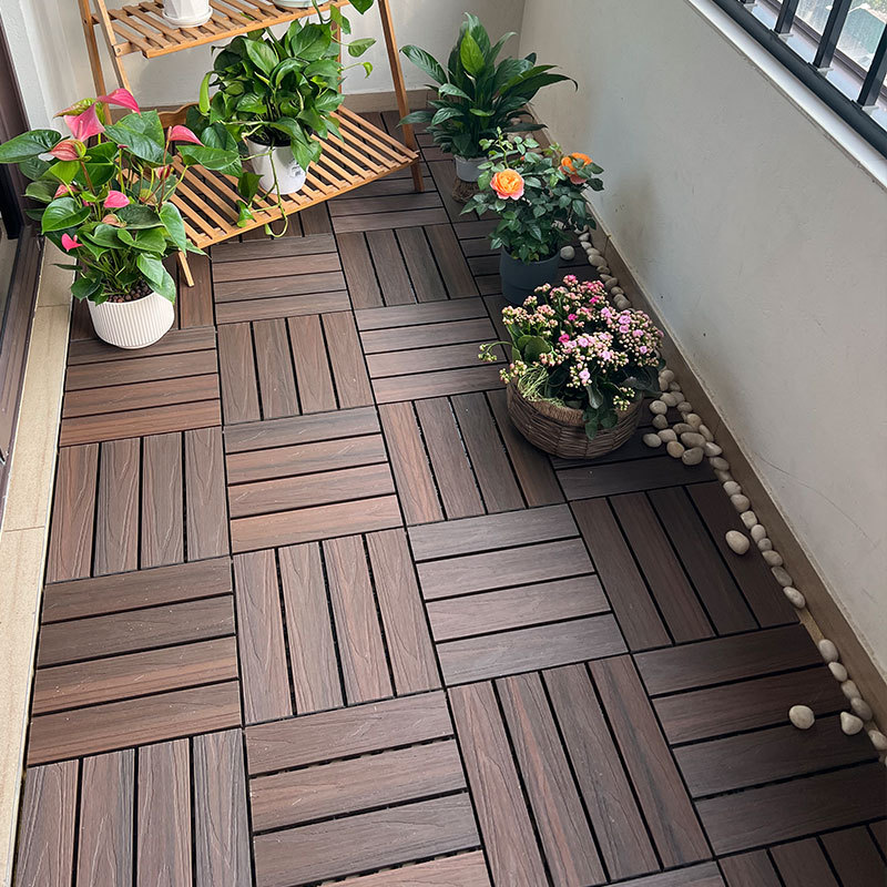 New outdoor plastic wood garden terrace wood plastic floor balcony bathroom courtyard DIY anticorrosive ecological wood floor tile