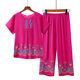 Cotton and Linen Mother's Pajamas Women's Summer Short-sleeved Suit Summer Thin Casual Home Clothes for Middle-aged and Elderly