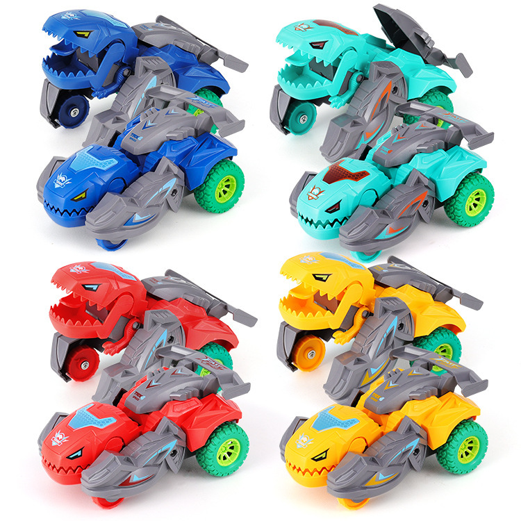 Shake sound collision dinosaur deformation toy car impact transformation deformation inertia car night market stall toy wholesale