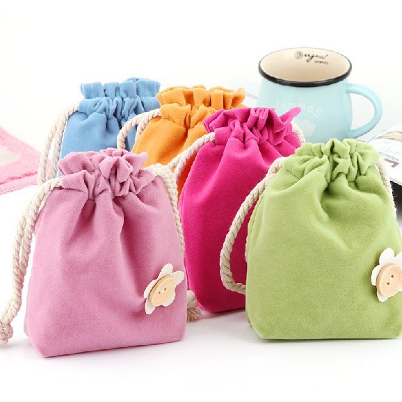 Cute small flower pull-out drawstring bag creative fresh candy color sanitary cotton bag storage bag cup cover 40g