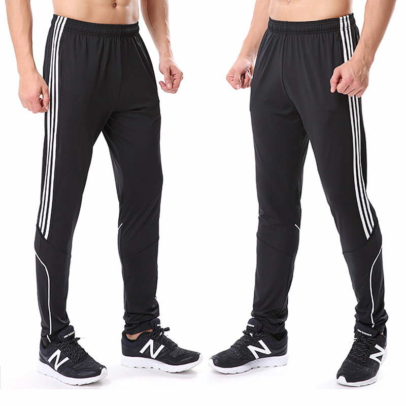 Autumn and Winter Sports Pants Men's Spring and Summer Thin Football Training Pants Leg-closed Quick-drying Breathable Fleece-lined Elastic Running Fitness Pants