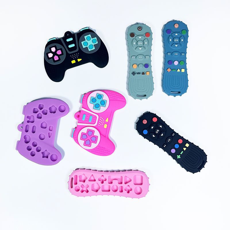 Cross-border New Baby Gum Anti-eating Hand Grinding Stick Baby Gum Food Grade Silicone Remote Control Gum Toy