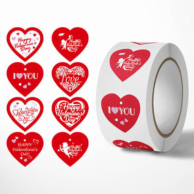 Red Love birthday Thank you sealing sticker roll gift decoration heart-shaped adhesive sticker sealing sticker manufacturer