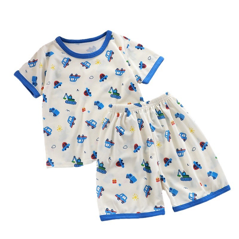 Children's short sleeve suit summer Korean boys short sleeve shorts clothes girls T-shirt suit thin children's clothing wholesale