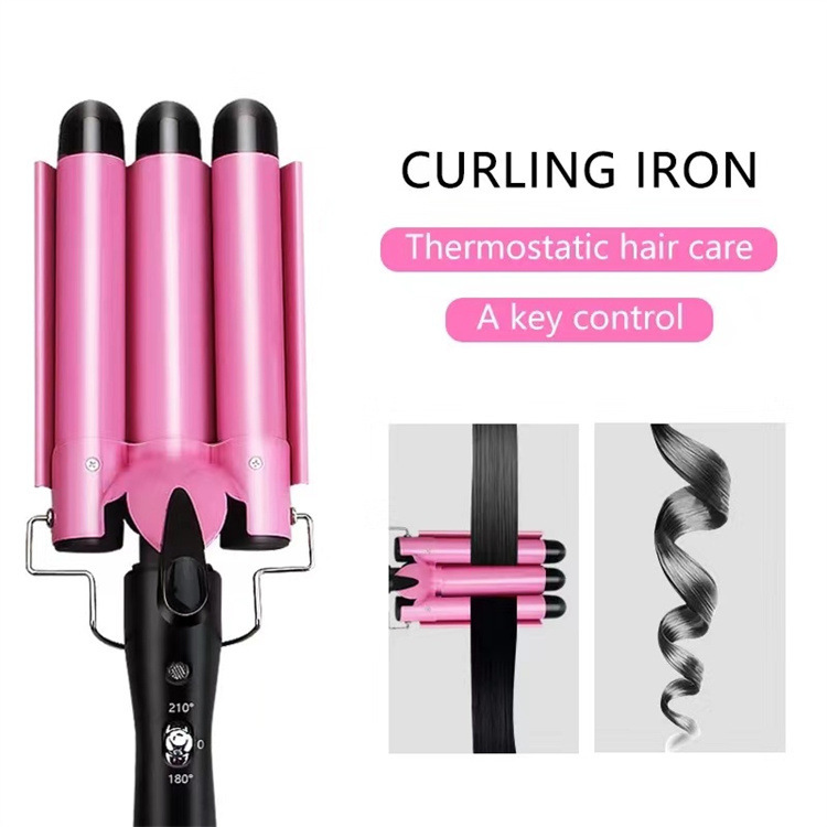 Cross-border three-tube curling rod ceramic egg curling rod bubble head electric curling head Three-Rod curling rod big roll