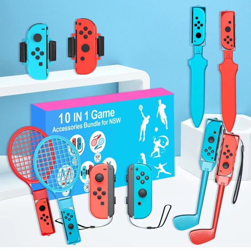 Nintendo Switch スポーツセンシングアクセサリーセット 10in1 ソードテニスラケットレッグバインディングリストグリップが含まれます|undefined