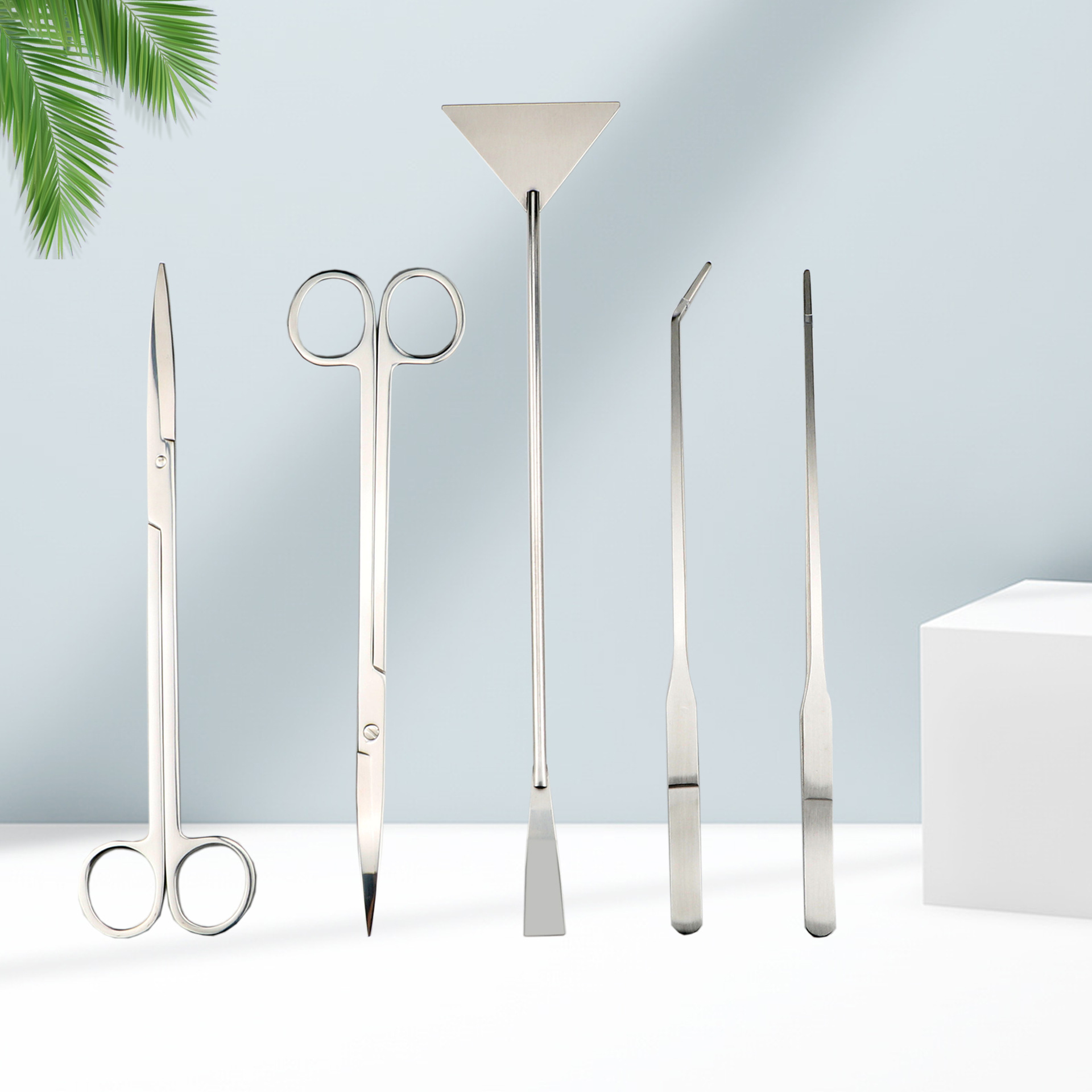 Water Grass Scissors Set Sanding Five-piece Set Fish Tank Cleaning Tool Stainless Steel Water Grass Scissors Wave Scissors Flat Sand Device