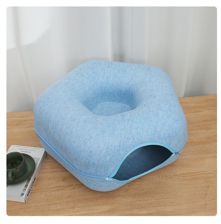 Tunnel Cat Nest Four Seasons Universal Removable and Washable Cat Nest Semi-enclosed Zipper Felt Cat Nest Cat Toy