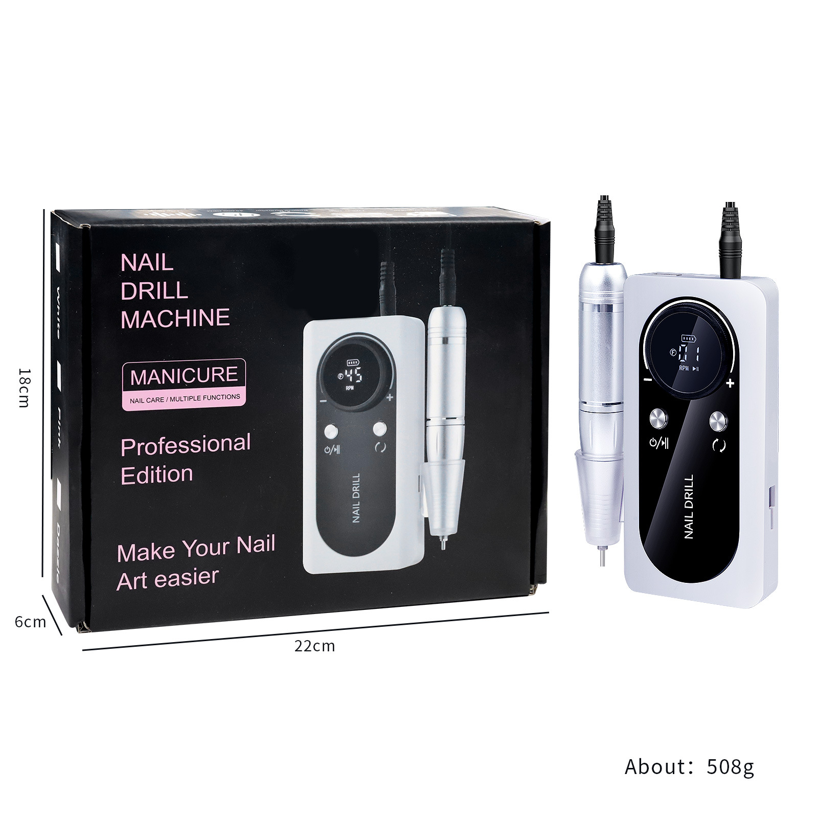Cross-border new professional nail polish remover V2 grinder 45000 to power storage portable electric nail polish remover