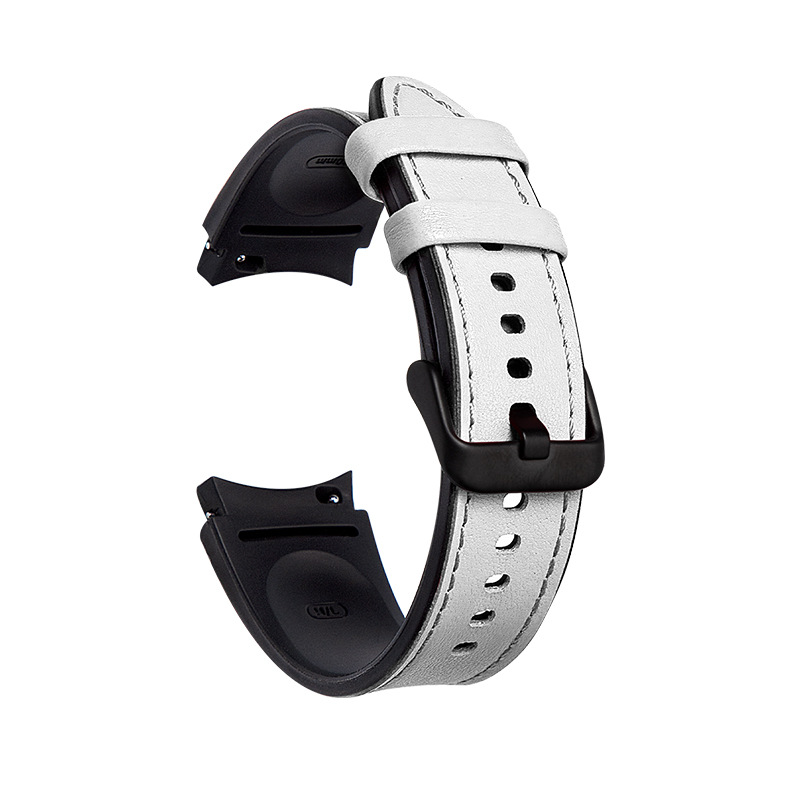 適用於三星galaxy watch5/4皮錶帶三星watch6硅膠貼皮手錶帶