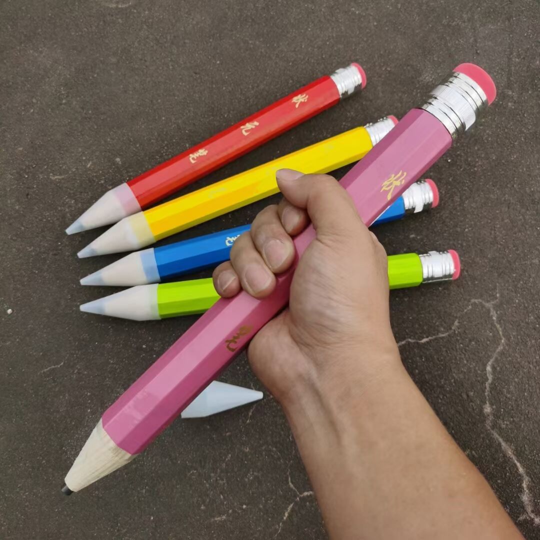 Internet Celebrity Wooden Oversized Pencil Large Number One Pen Giant Pen Children's Stationery Color Printing Octagonal Pencil
