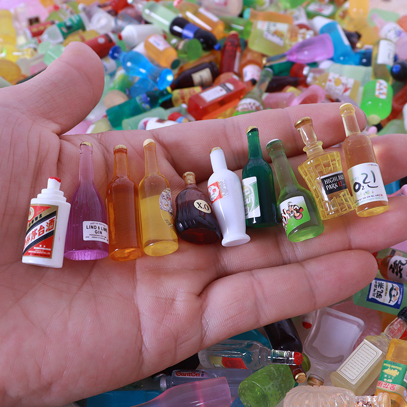 Miniature Mini Wine Bottle Simulation Food and Drink Bottle Model Mobile Phone Case Cream Glue Accessories diy Accessories