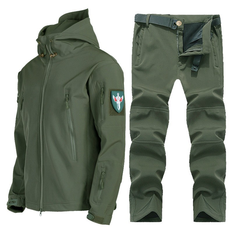 Charge suit plus velvet padded charge suit two-piece waterproof breathable warm