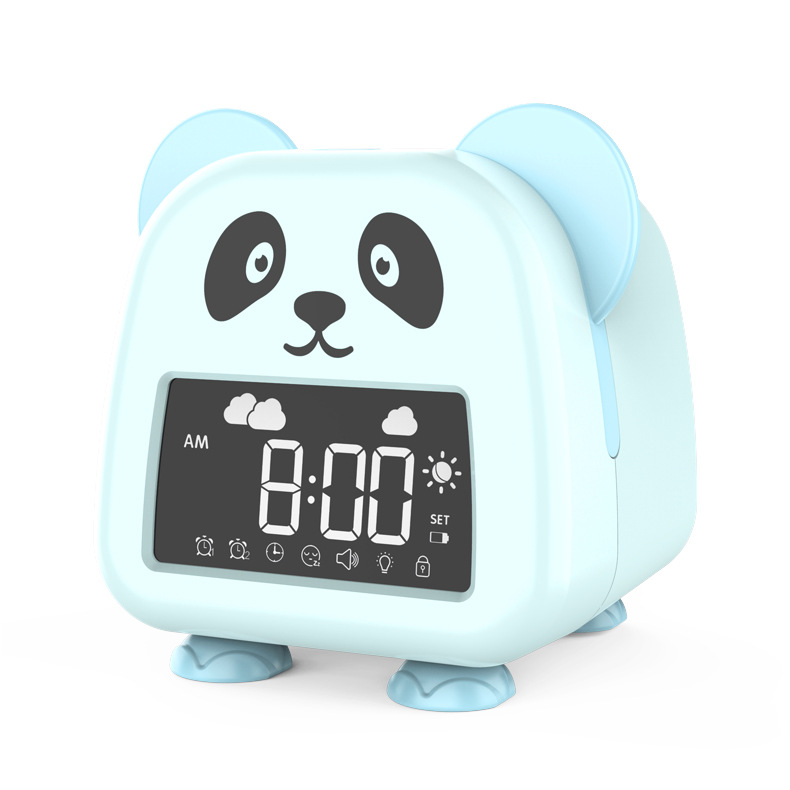 New students Mini Rechargeable children alarm clock boy learning cartoon animal panda mute small alarm clock batch