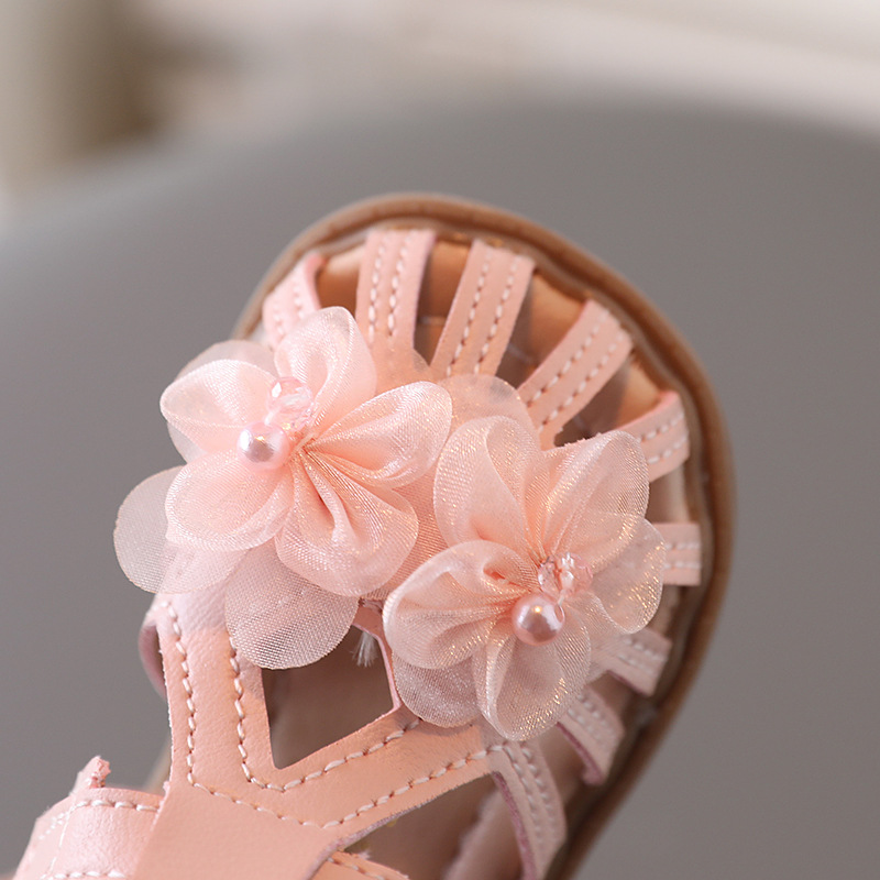 夏季新款韩版女童小花公主凉鞋包头宝宝时尚软底小女孩学步鞋