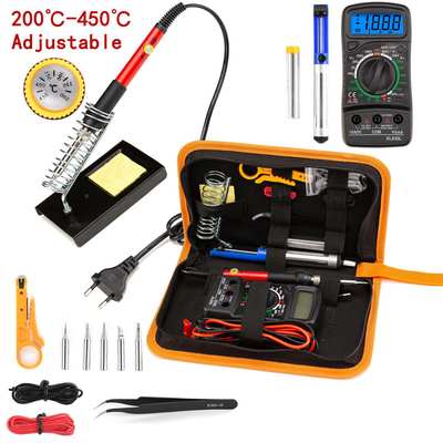 60W adjustable temperature electric soldering iron tool kit Multimeter set home mobile phone computer repair solder constant temperature soldering iron