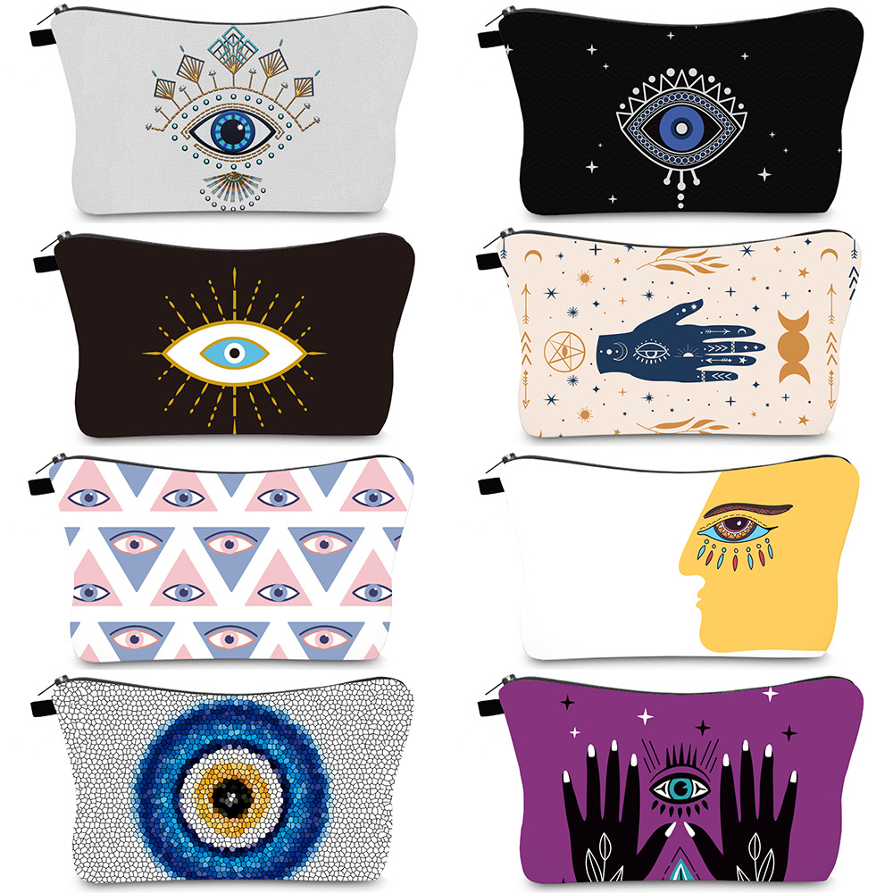 Anti-splash Cosmetic Bag Evil Eye Printed Cross-border Travel Storage Bag Portable Clutch Bag Wash Bag Women