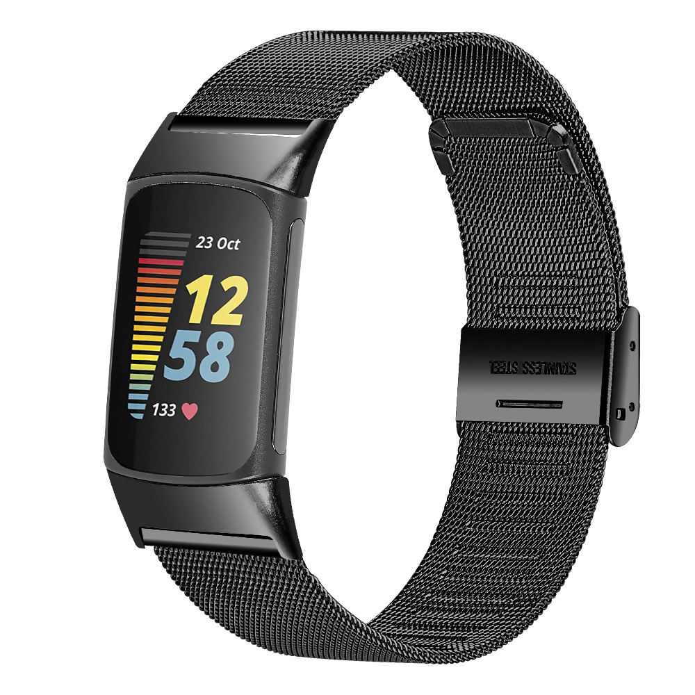 適用Fitbit charge6卡扣米蘭錶帶charge5不鏽鋼網帶迴環手錶帶
