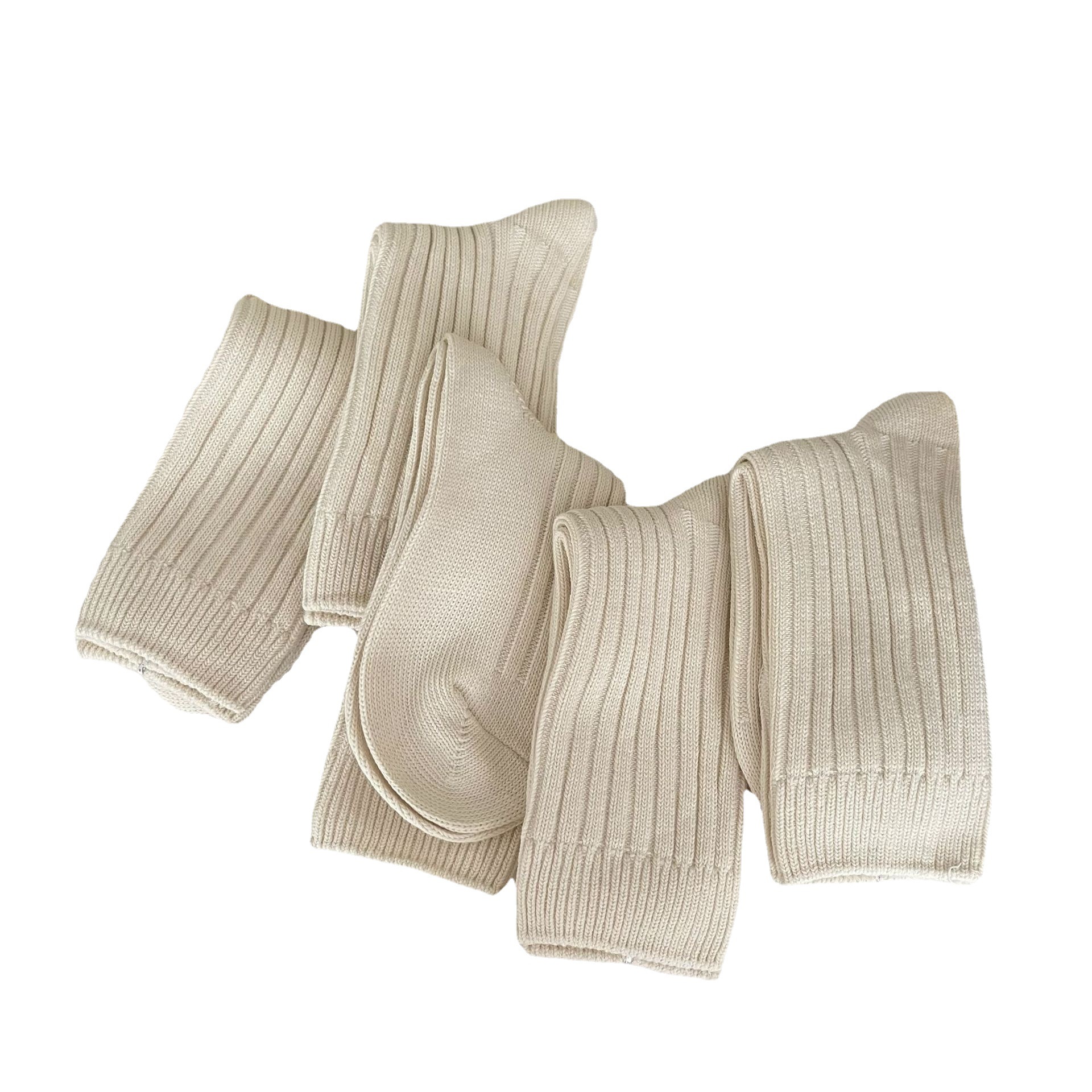 Japanese Style Retro Yuwenle Same Style Two-Needle Thick-Thick-Thick-Needle Socks Women's Milk-White Knitted Socks Men's Socks Korean Style ins Trendy