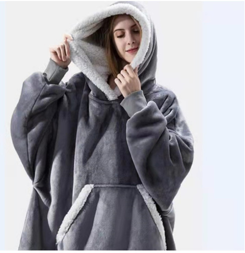 Lazy Pullover Pajamas Warm Clothes Lambskin TV Blanket Hoodie Cold-proof Warm Nightgown Home Clothes