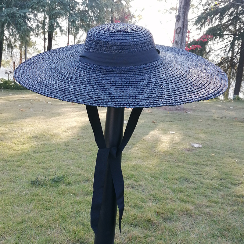 Straw hat European and American super-large eaves straw hat women's summer vacation beach sunshade photography street photography strap hat wholesale