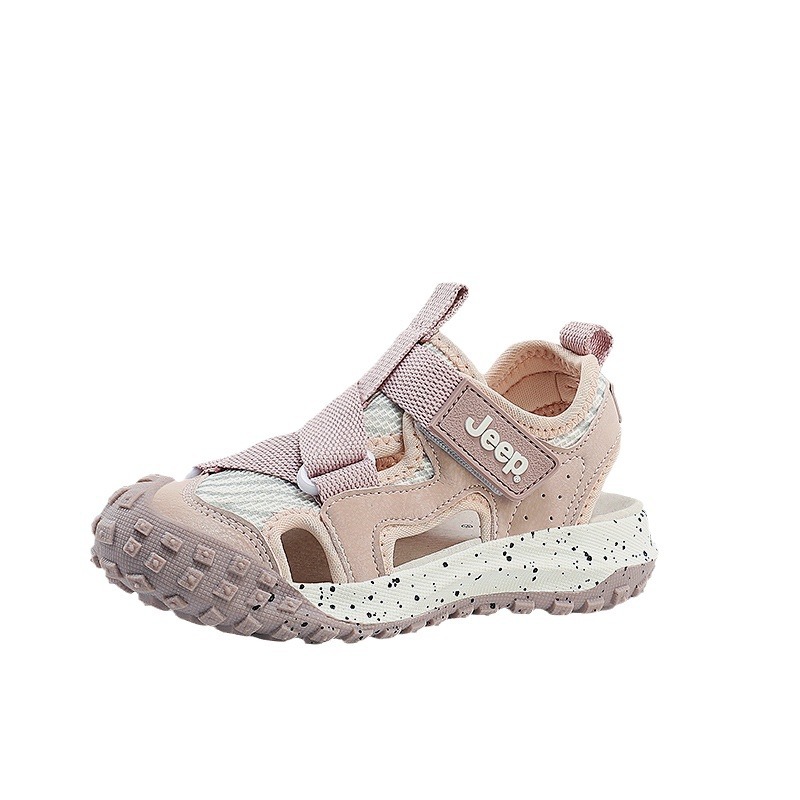 Jeep Girls' Sports Sandals Soft Sole Non-slip Summer Breathable Hollow Mesh Shoes 2024 New Children's Beach Shoes